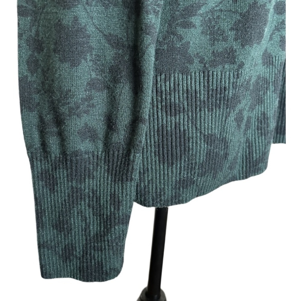 NWT Daniel Rainn Woman’s Small Green Cusper Mini Puff Sleeve Floral Sweater - Picture 8 of 11